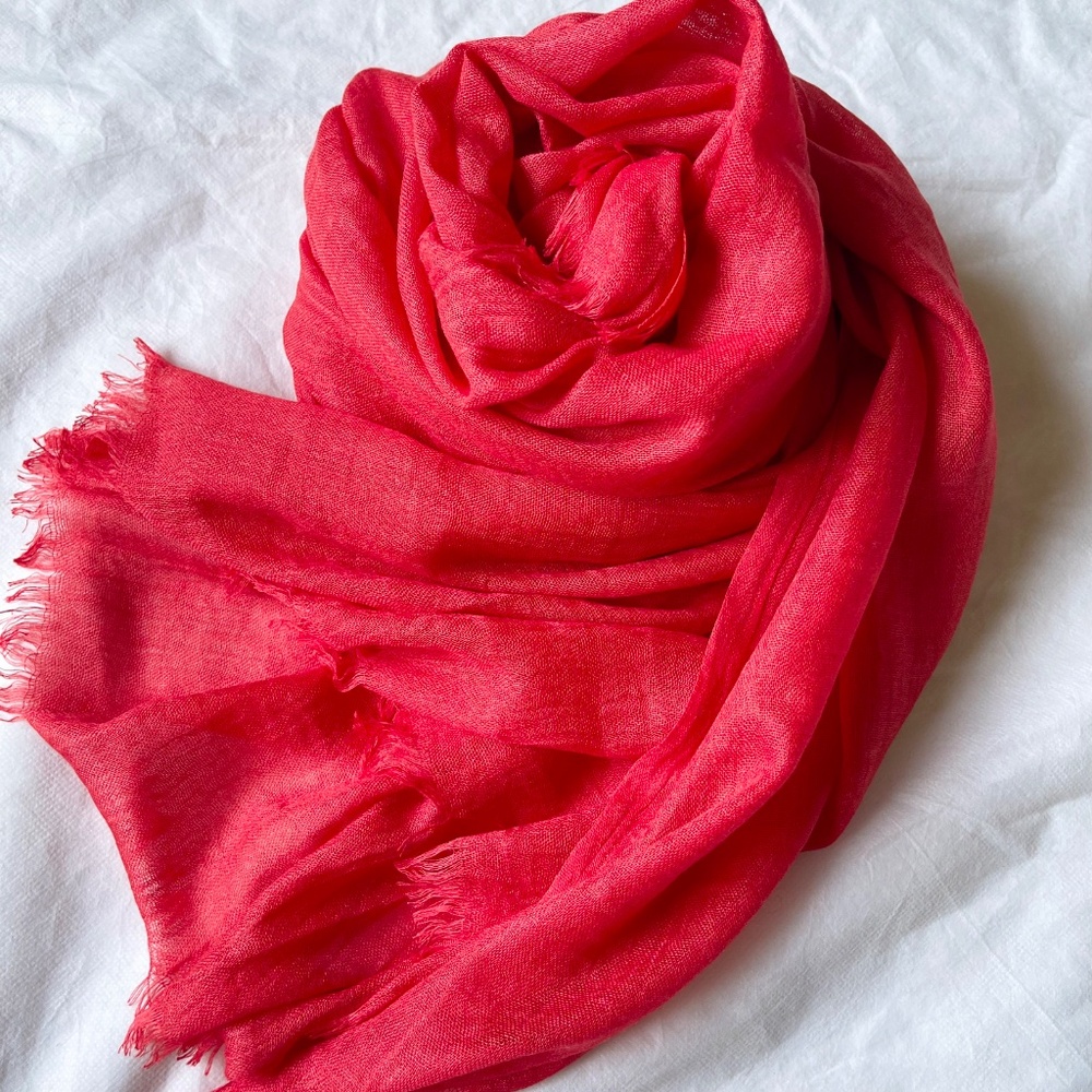 Scarf, Red Scarf, Large Cotton Summer Shawl, Soft Wrap, Women Accessories